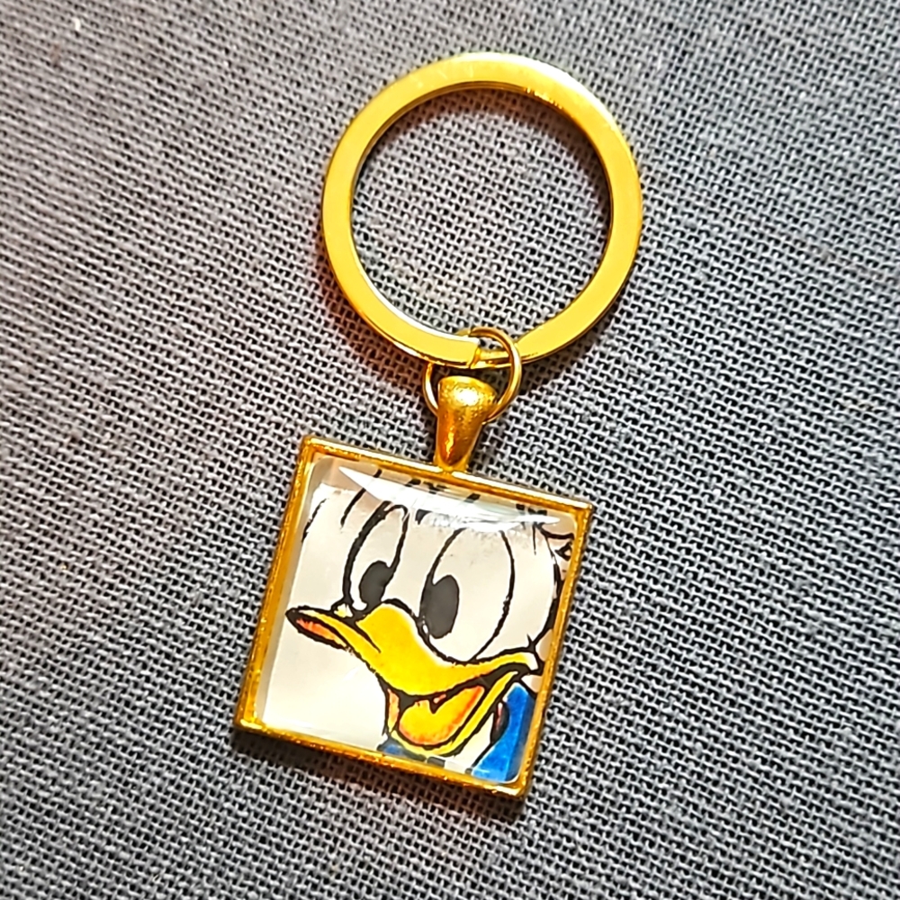 1970s Donald Duck children's book.page keyring ooak handmade upcycled